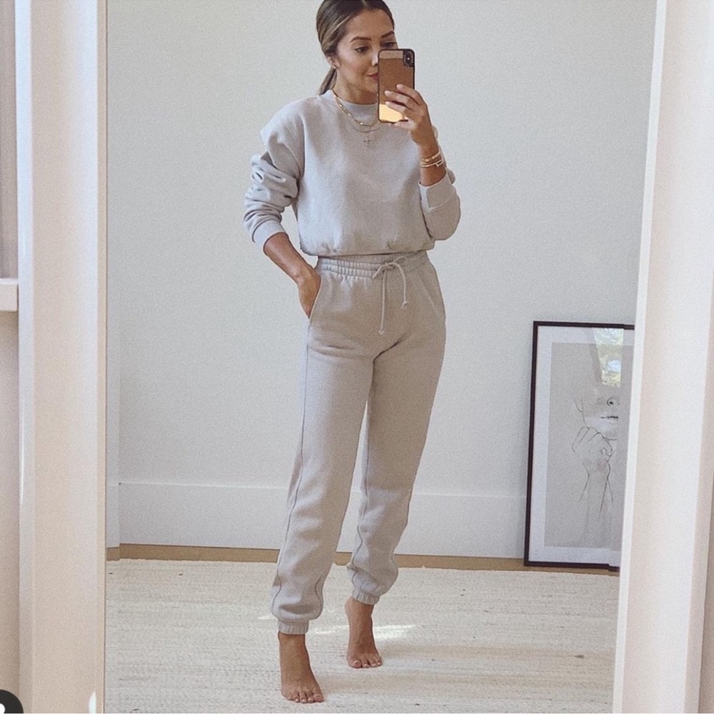 Aritzia Gray Cropped sweatshirt and sweatpants set